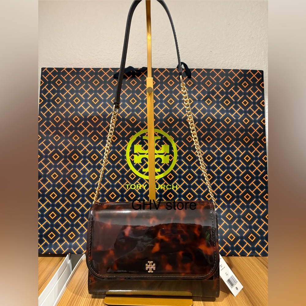 Tory Burch Brown Tortoise chain wallet Bag